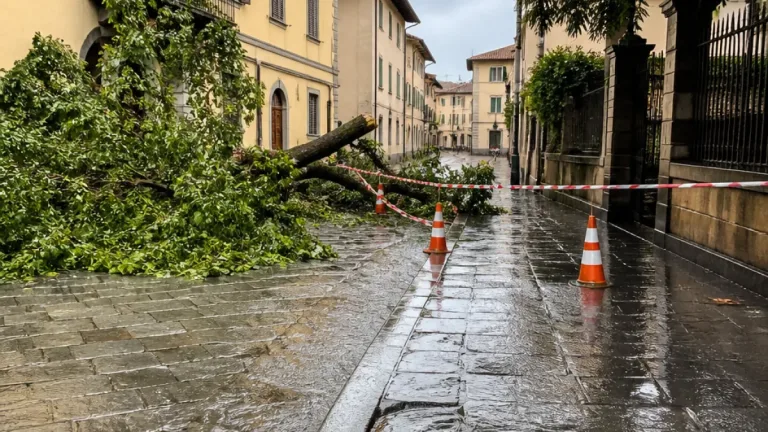 Piogge intense nel Mugello: 77,7 mm/3h a Borgo San Lorenzo, allagamenti e cadute di rami